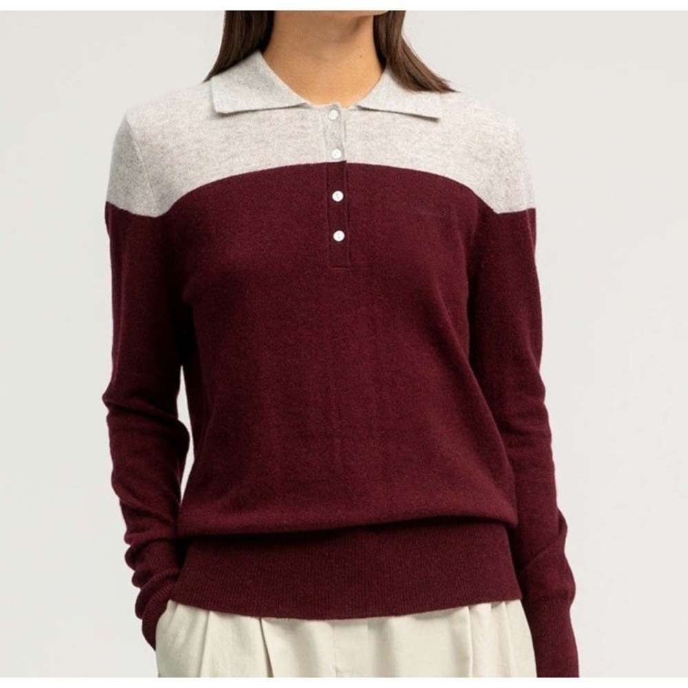 Pure‎ Cashmere NYC 100% Cashmere Collared Polo Sweater Womens S Luxury Preppy